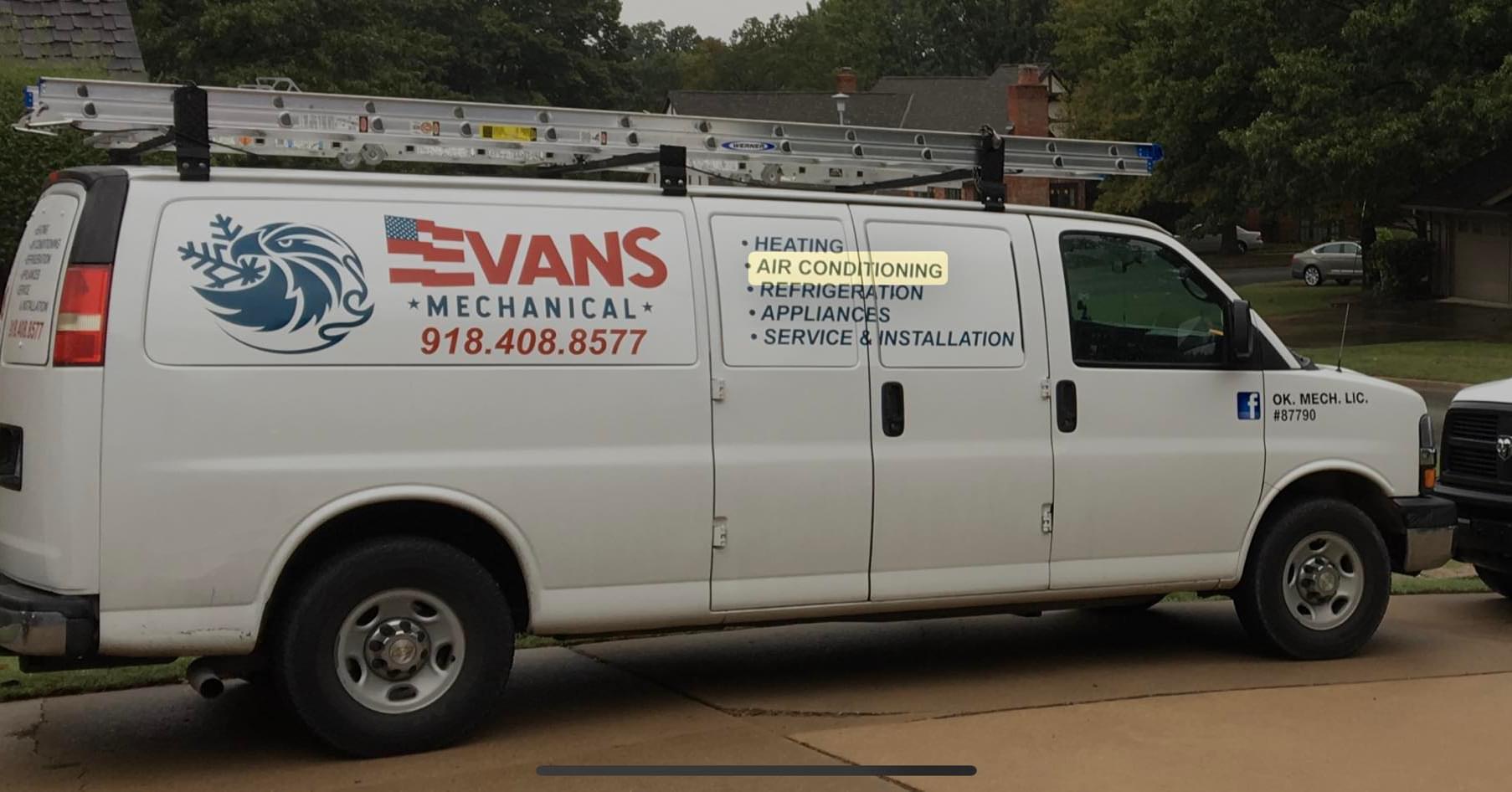 Evans Mechanical branded work van